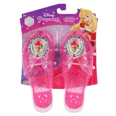 Disney Princess Aurora shoes by Jakks in pink with embellished design and character portrait on the strap. For ages 3+.