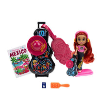 Jakks Disney Tote-Ily Teenies set featuring a Coco doll with accessories, including a guitar-shaped case, a mini guitar, and a travel booklet.