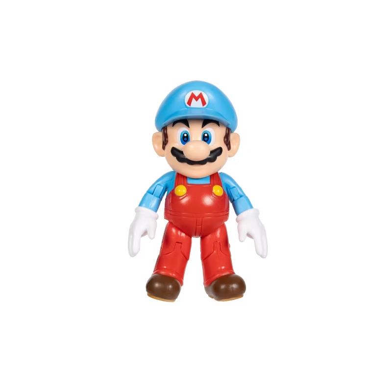 4-inch Ice Mario action figure wearing blue hat, red overalls, and white gloves, holding an Ice Flower.