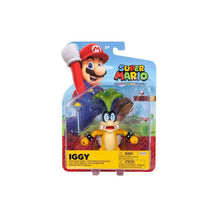 4-inch Iggy Koopa action figure with wand, packaged with Mario background, labeled for ages 3 and up.