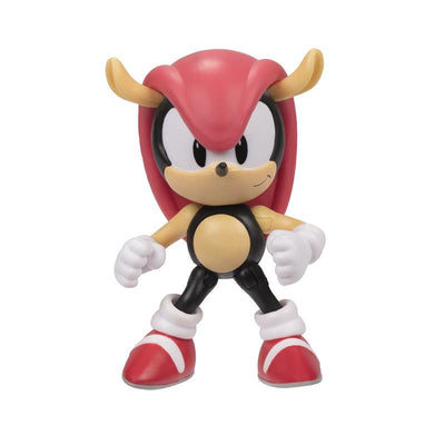 Mighty, a 2.5-inch Sonic figure, features a red head, black body, and red shoes, posed confidently with fists clenched.