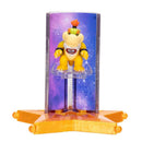Bowser Jr. figure from Jakks Super Mario Galaxy Movie, with star launcher accessory and a galaxy-themed background.