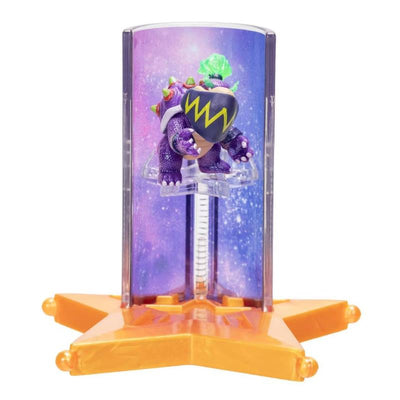 Wonder Bowser Jr. figure from Super Mario Galaxy, featuring a star launcher accessory with a cosmic background.