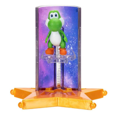 1.5” Yoshi mini figure on a star-shaped base with a galaxy-themed launcher accessory.