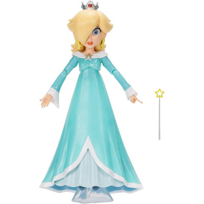 5” Rosalina action figure from Super Mario Galaxy, wearing a sparkling blue gown and holding a star wand.