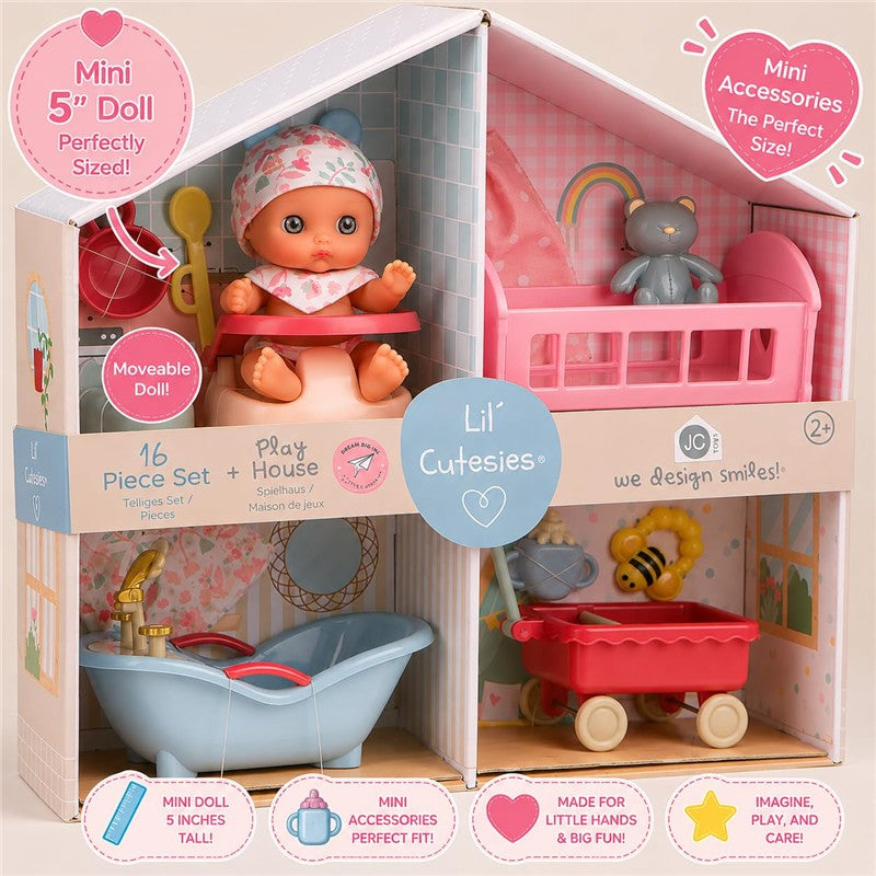 JC Toys All-Vinyl Doll with 4 Accessories in Doll House Packaging Image 3