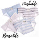 JC Toys - Baby Doll Washable and Reusable Eco Diapers, 4 Pack Fits Dolls 14 to 18, Blue, White and Grey Image 3
