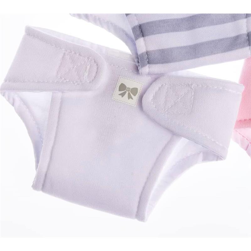 JC Toys - Baby Doll Washable and Reusable Eco Diapers, 4 Pack Fits Dolls 14 to 18, Pink Image 2