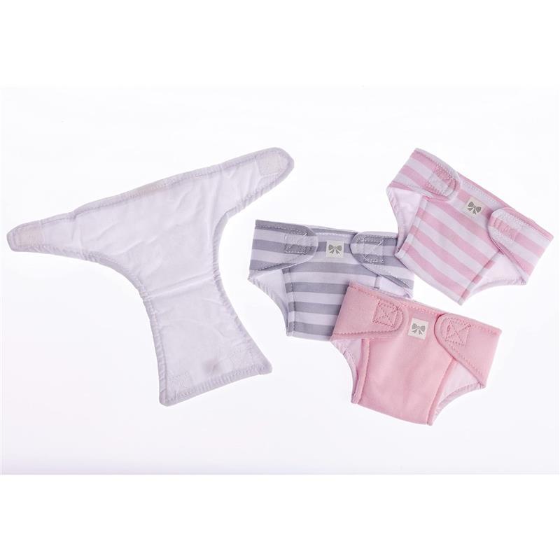 JC Toys - Baby Doll Washable and Reusable Eco Diapers, 4 Pack Fits Dolls 14 to 18, Pink Image 4