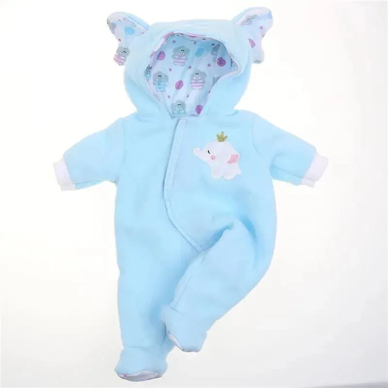 JC Toys - Berenguer Boutique Baby Doll Outfit, Blue Elephant Themed Hooded Onesie, Ages 2+  Image 3