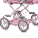 JC Toys Berenguer Boutique Deluxe Foldable Baby Doll Stroller with Canopy - Pink Image 5