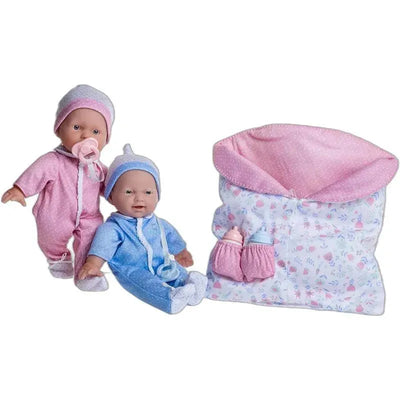 JC Toys - La Baby 11 Soft Body Twin Baby Dolls, Removable Outfits and Reversible Sleeping Bag & Accessories Image 1