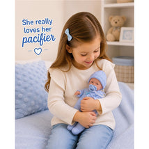 JC Toys Mini La Newborn 9.5 All-Vinyl Baby Doll in Blue Knit Onesies Image 2