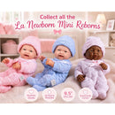 JC Toys Mini La Newborn 9.5 All-Vinyl Baby Doll in Blue Knit Onesies Image 3