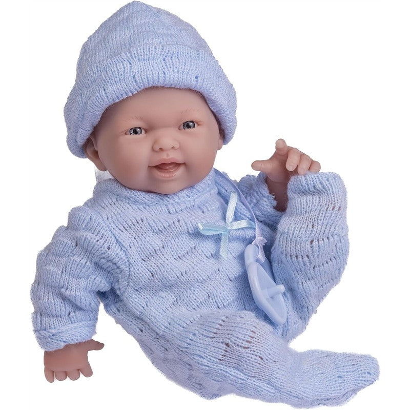 JC Toys Mini La Newborn 9.5 All-Vinyl Baby Doll in Blue Knit Onesies Image 4