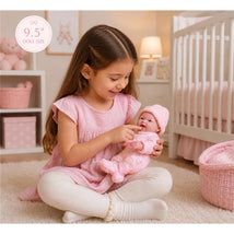 JC Toys Mini La Newborn 9.5 All-Vinyl Baby Doll in Pink Knit Onesies Image 2