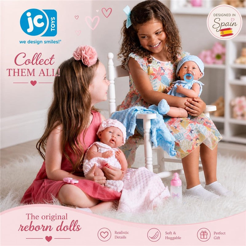 JC Toys La Newborn Real Girl Baby Doll Pink Knit Outfit & Accessories Image 2