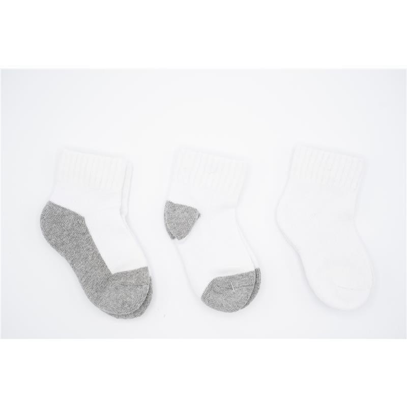 Jefferies Socks 3Pk Seamless Unisex White & White/Grey Baby Socks Image 1