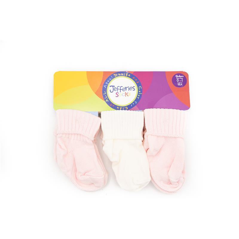 Jefferies Socks 6Pk Cotton Turn Cuff Light Pink & White Baby Girl Socks Image 1