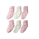Jefferies Socks 6Pk Cotton Turn Cuff Light Pink & White Baby Girl Socks Image 2