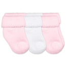 Jefferies Socks - Turn Cuff Terry Socks 3 Pk, Pink/White 0-4 Image 1