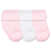 Jefferies Socks - Turn Cuff Terry Socks 3 Pk, Pink/White 0-4 Image 1