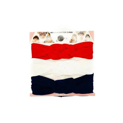 Jlika Sailor Knot Nylon 3 Headbands - White/Red/Navy Image 1