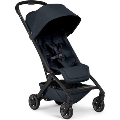 Lightweight compact Joolz Aer² stroller in dark navy blue, featuring a padded seat, adjustable canopy, and a sleek design.
