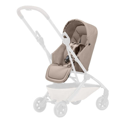 Joolz Aer2 Nest-to-Seat Accessory in Sandy Taupe, designed for newborns to toddlers, featuring a soft fabric and harness.