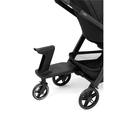 Joolz Hub2 footboard with seat attachment, featuring a sturdy platform and ergonomic handle, designed for stroller use.