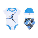Jordan - Baby Boy 3Pk Onesie & Bandana Bib & Hat Set, White Image 1