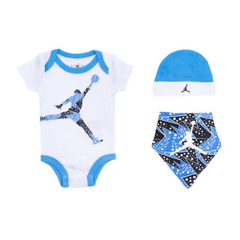 Jordan - Baby Boy 3Pk Onesie & Bandana Bib & Hat Set, White Image 1