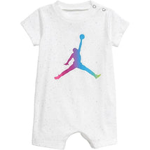 Jordan Baby Boy Jumpmen Romper, White and Holographic Logo Image 1