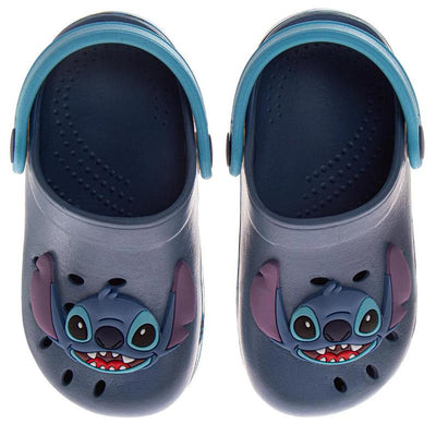 Blue EVA clogs featuring a 3D Stitch character design, ideal for summer wear.