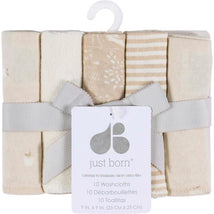Just Born - 10Pk Knit Terry Washcloths Neutral Tan Image 2