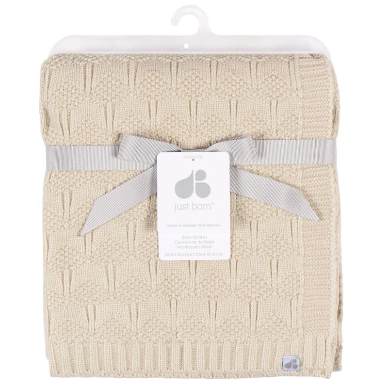 Just Born - 1Pk Sweater Knit Blanket Baby Neutral Tan Image 3
