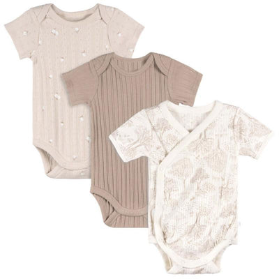 Just Born - 3Pk Baby Bodysuit Neutral Brown Prints Image 1