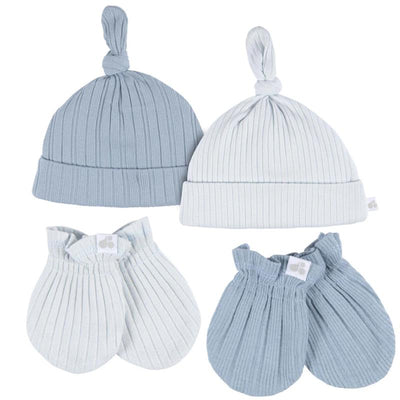Just Born - 4Pk Hat And Cuff Mitten Set Baby Boy 0-6M Blue Image 1