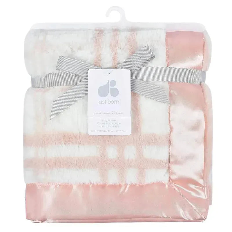 Just Born - Pink Plush Plaid Baby Blanket  Image 2