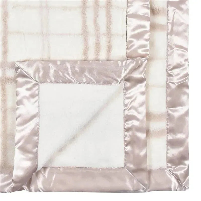 Just Born - Tan Plush Plaid Baby Blanket  Image 3