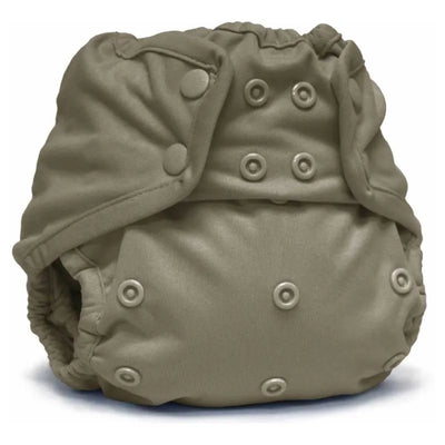 Kanga Care Rumparooz One Size Cloth Diaper Cover in Pebble Taupe, featuring snap closures and a soft, neutral fabric.