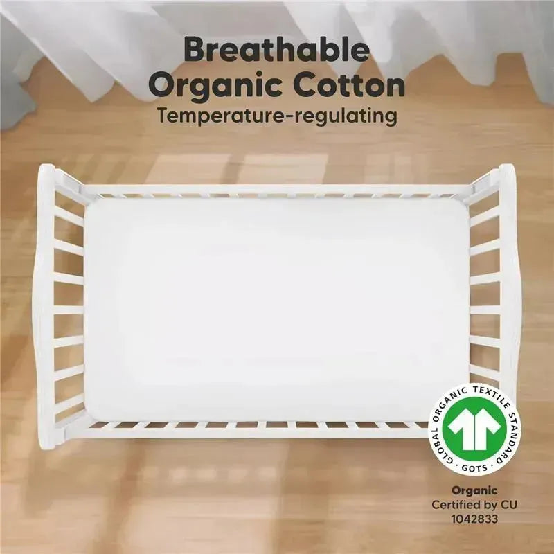Keababies - 2-Pack Organic Cotton Fitted Crib Sheet,| Soft White Image 3