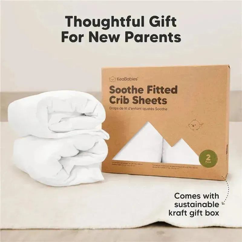 Keababies - 2-Pack Organic Cotton Fitted Crib Sheet,| Soft White Image 6