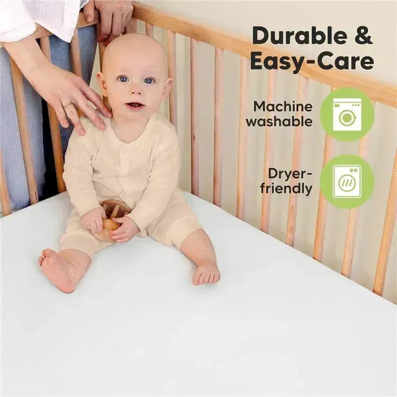 Keababies - 2-Pack Organic Cotton Fitted Crib Sheet,| Soft White Image 9