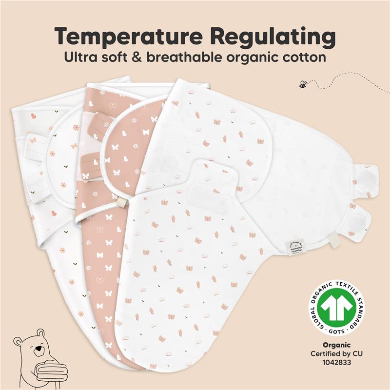 Keababies - 3Pk Soothe Baby Swaddles, Sleep Sack For Newborns, Butterflies 0/3M Image 4