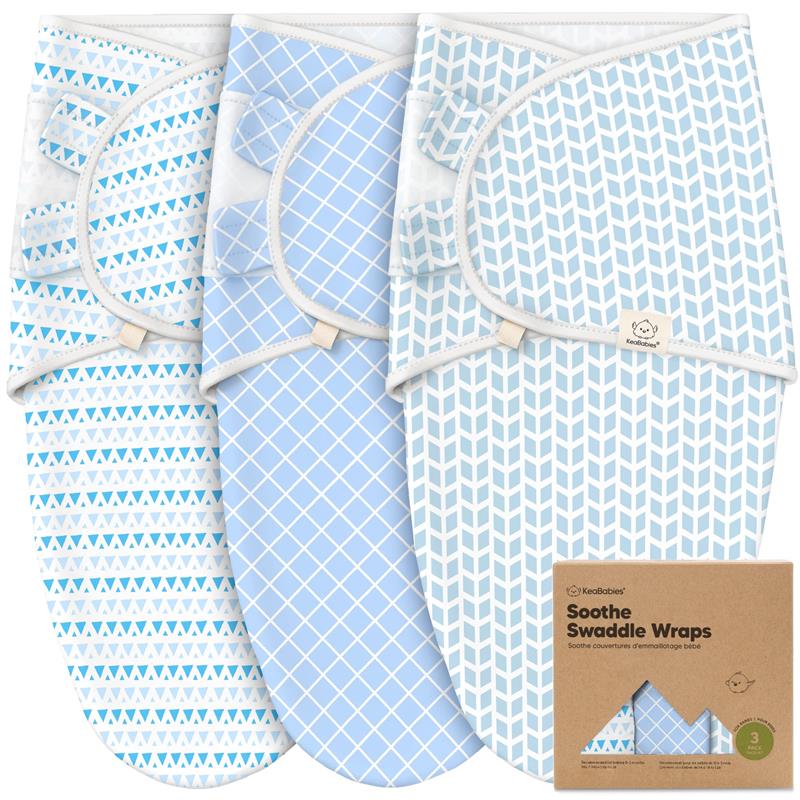 Keababies - 3Pk Soothe Baby Swaddles, Sleep Sack For Newborns, Storm 0/3M Image 1