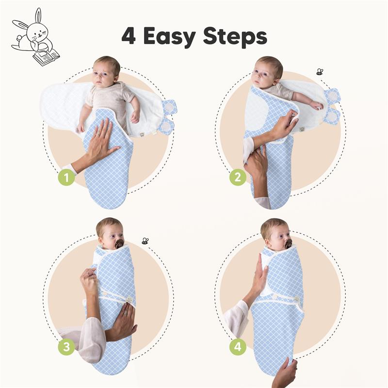 Keababies - 3Pk Soothe Baby Swaddles, Sleep Sack For Newborns, Storm 0/3M Image 3