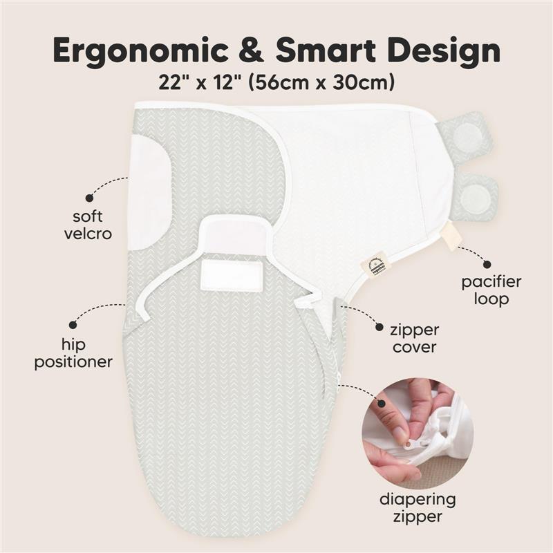 Keababies - 3Pk Soothe Zippy Baby Swaddles, Newborn Sleep Sack, Forest Grey Image 3