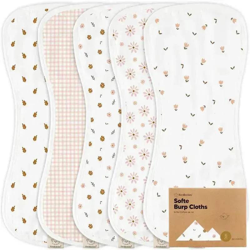 Keababies - 5-Pack Softe Burp Cloths, Petals Image 1