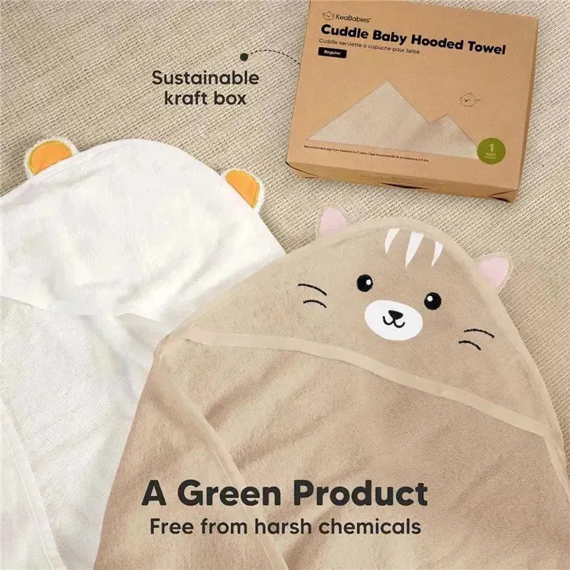 Keababies - Cuddle Baby Hooded Towel, Cat Image 5